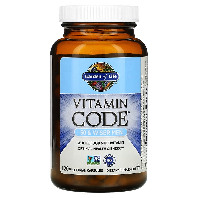 Garden of Life, Vitamin Code, 50 & Wiser Men, Whole Food Multivitamin, 120 Vegetarian Capsules 658010113694