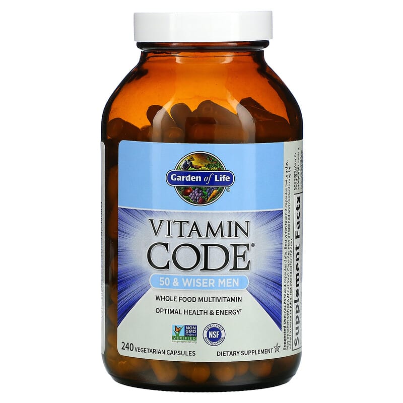 Garden of Life, Vitamin Code, 50 & Wiser Men, Whole Food Multivitamin, 240 Vegetarian Capsules 658010114202