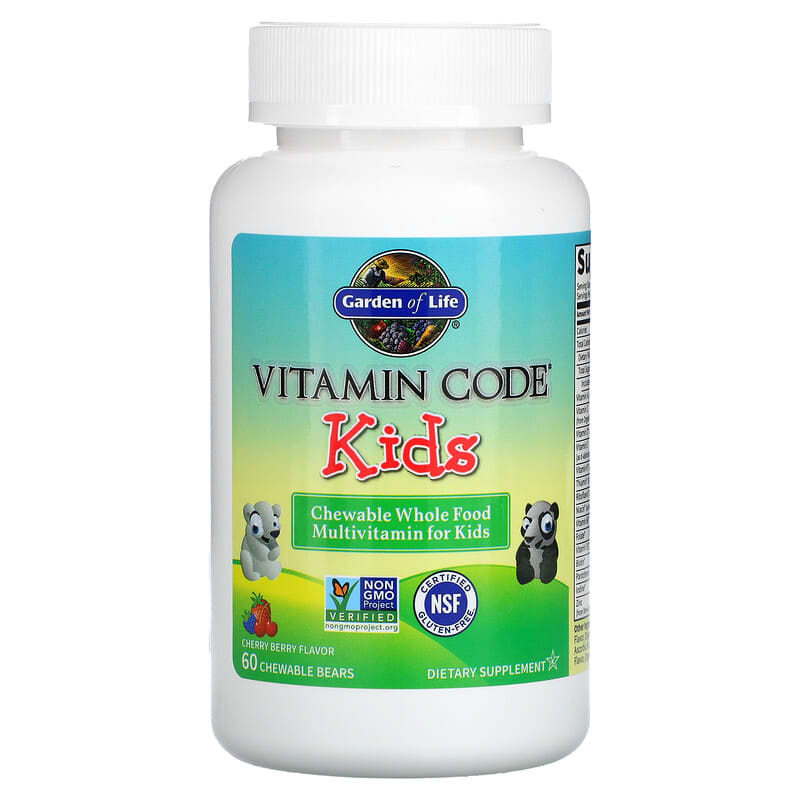 Garden of Life, Vitamin Code Kids, Chewable Whole Food Multivitamin, Cherry Berry, 60 Chewable Bears 658010114400