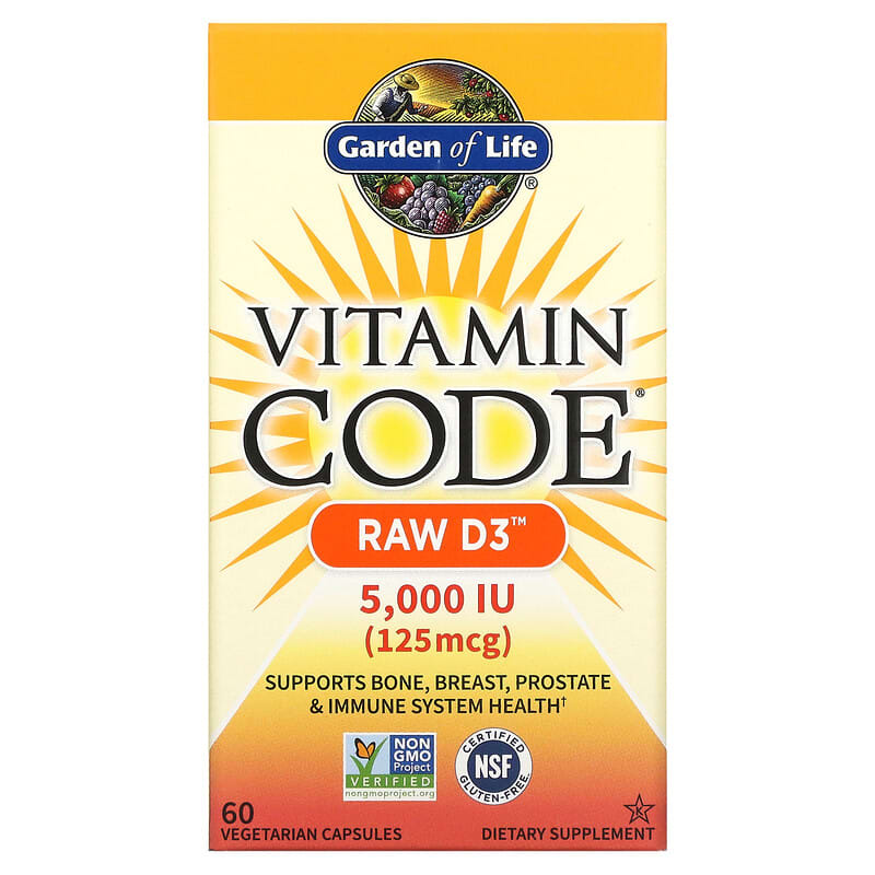 Garden of Life Vitamin Code RAW D3 125 mcg (5,000 IU) 60 Vegetarian Capsules 658010115865