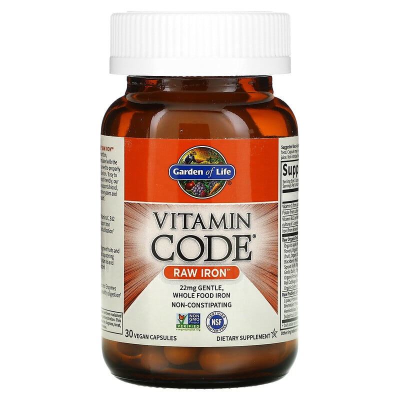 Garden of Life, Vitamin Code, RAW Iron, 30 Vegan Capsules 658010113762