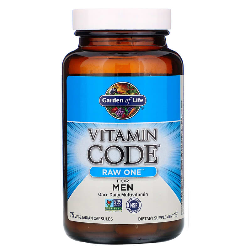 Garden of Life, Vitamin Code, RAW One, Once Daily Multivitamin For Men, 75 Vegetarian Capsules 658010114028