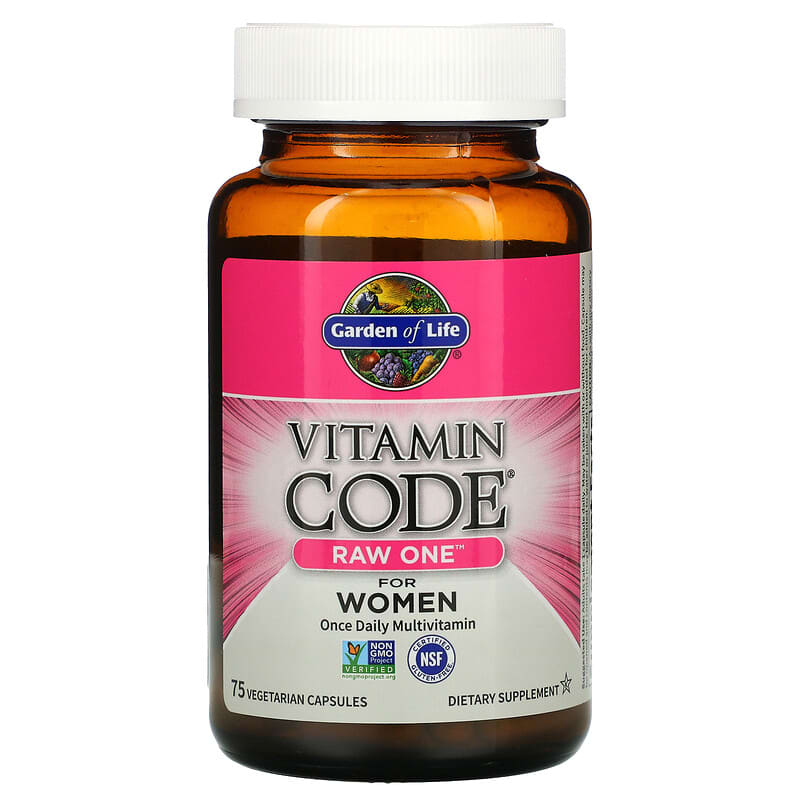 Garden of Life, Vitamin Code, RAW One, Once Daily Multivitamin for Women, 75 Vegetarian Capsules 658010114035