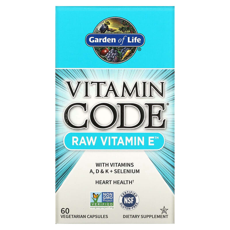 Garden of Life Vitamin Code RAW Vitamin E 60 Vegetarian Capsules 658010113779