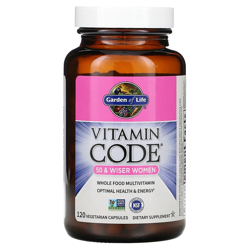 Garden of Life, Vitamin Code, Whole Food Multivitamin for Women, 50 & Wiser, 120 Vegetarian Capsules 658010113670