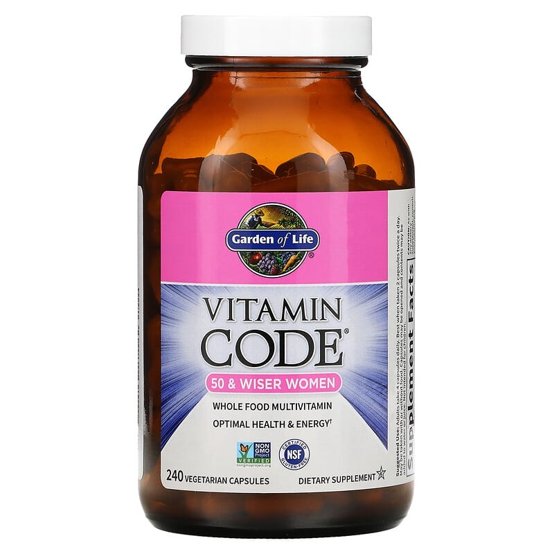 Garden of Life, Vitamin Code, Whole Food Multivitamin for Women, 50 & Wiser, 240 Vegetarian Capsules 658010114189