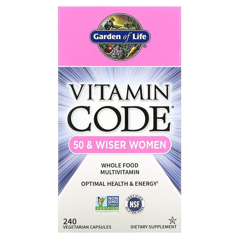 Garden of Life Vitamin Code Whole Food Multivitamin for Women 50 & Wiser 240 Vegetarian Capsules 658010114189