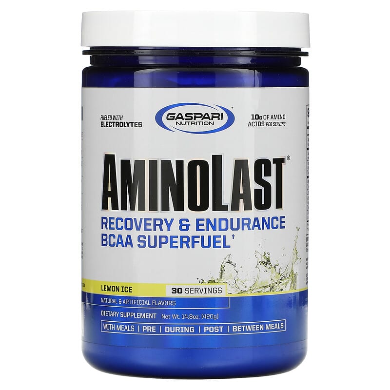 Gaspari Nutrition Aminolast Recovery & Endurance BCAA Superfuel Lemon Ice 14.8 oz (420 g) 646511008410