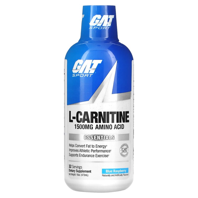 GAT L-Carnitine Amino Acid Blue Raspberry 1,500 mg 16 oz (473 ml) 859613000422