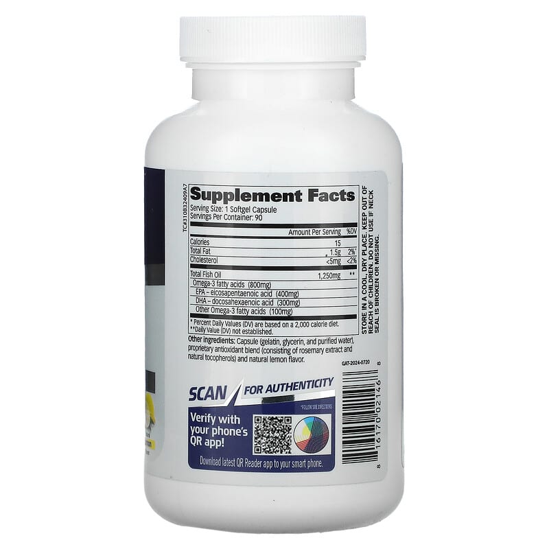 GAT, Omega-3, Lemon, 90 Softgels 816170021468