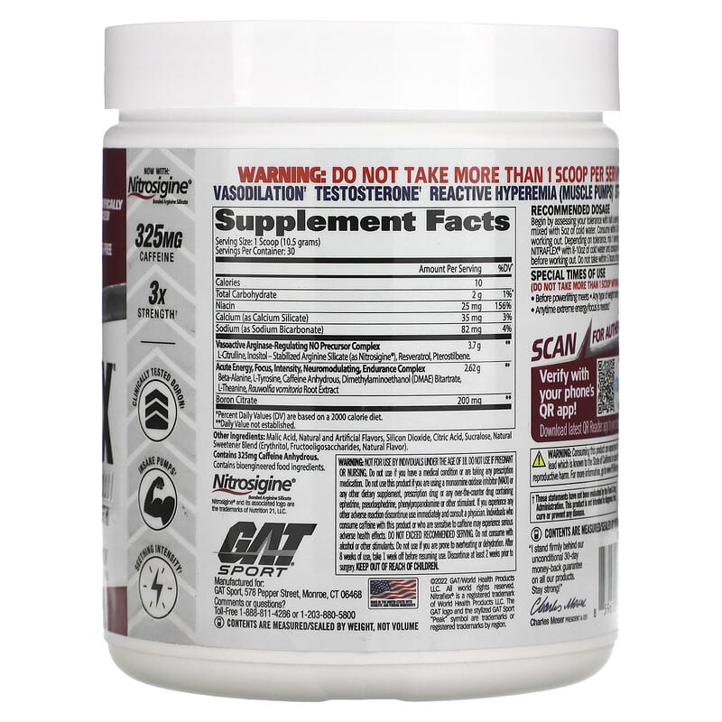 GAT, Sport, NITRAFLEX, Fruit Punch, 11.1 oz (315 g) 859613648907