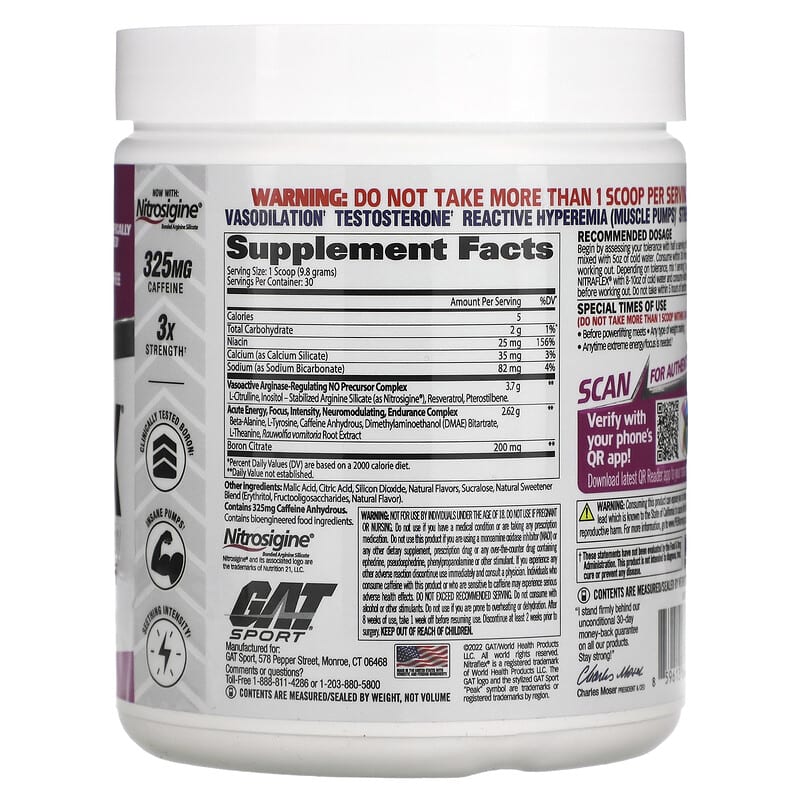 GAT, Sport, NITRAFLEX, Watermelon, 10.4 oz (294 g) 859613648983