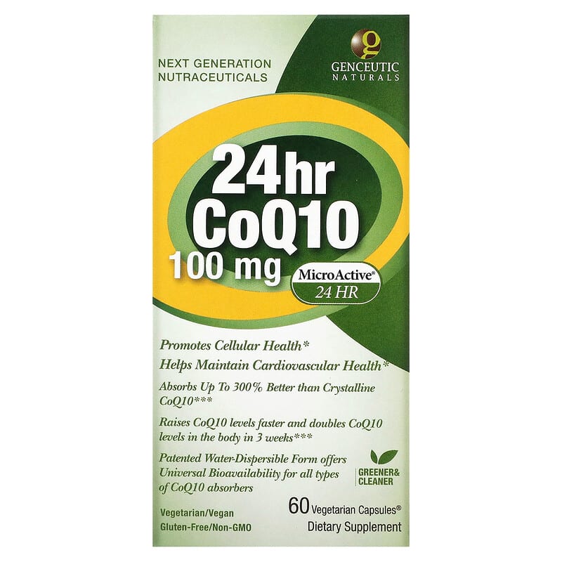 Genceutic Naturals 24hr CoQ10 100 mg 60 Vegetarian Capsules 896245001182