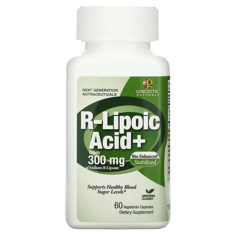 Genceutic Naturals, R-Lipoic Acid+, 300 mg, 60 Vegetarian Capsules 896245001052