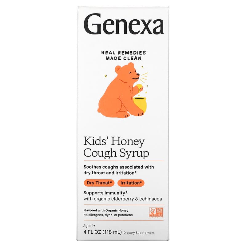 Genexa LLC Kid's Honey Cough Syrup Ages 1+ Organic Honey 4 fl oz (118 ml) 857630006953