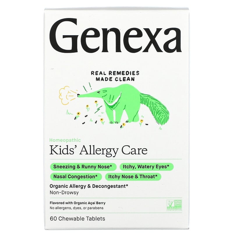 Genexa LLC Kids´ Allergy Care Allergy & Decongestant Organic Acai Berry 60 Chewable Tablets 857630006021