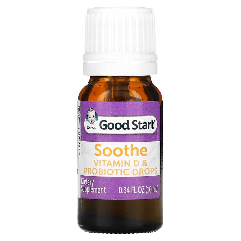 Gerber, Good Start, Soothe Baby Vitamin D & Probiotic Drops, Birth+, 0.34 fl oz (10 ml) 50000284146