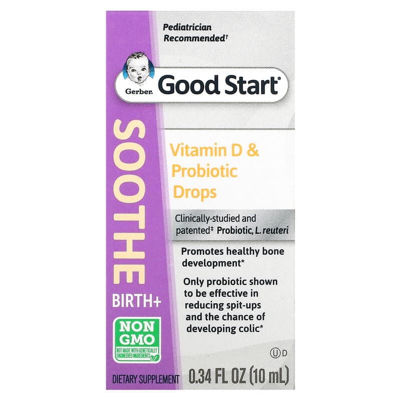 Gerber Good Start Soothe Baby Vitamin D & Probiotic Drops Birth+ 0.34 fl oz (10 ml) 50000284146