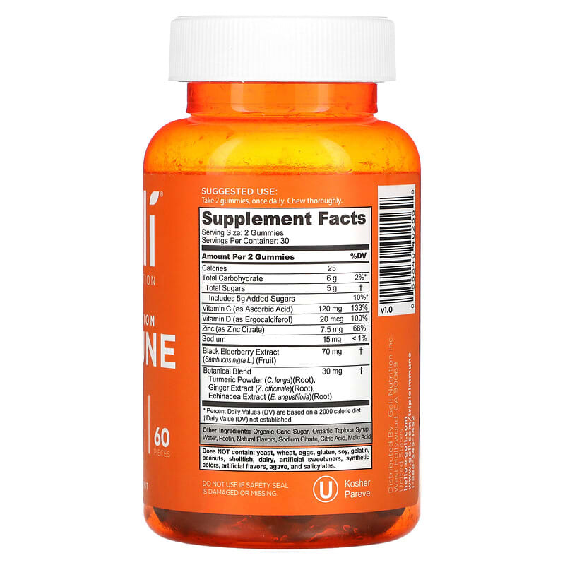 Goli Nutrition, Triple Action Immune Gummies , 60 Pieces 55840402569