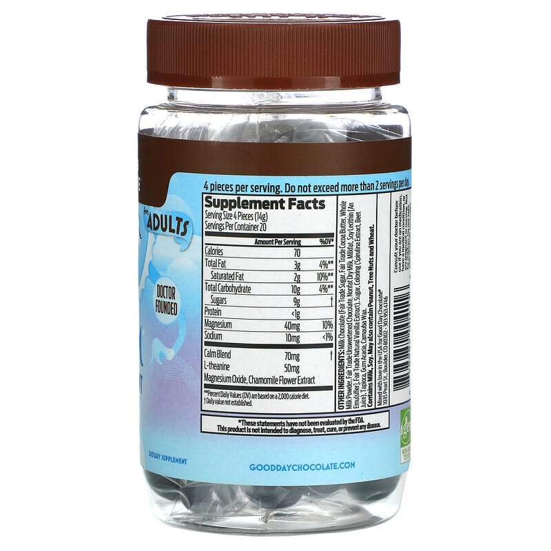 Good Day Chocolate, Calm Supplement, For Adults, 80 Candy Coated Pieces 858982004116