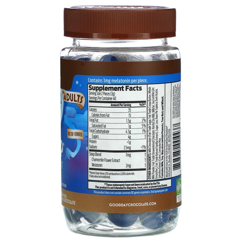 Good Day Chocolate, Sleep Supplement, For Adults, 80 Candy Coated Pieces 858982004437