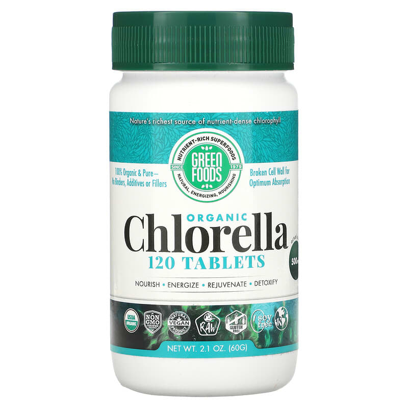 Green Foods Corporation Organic Chlorella 500 mg 120 Tablets 83851204155