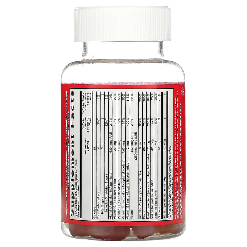 GummiKing, Multi Vitamin + Mineral For Kids, Grape, Lemon, Orange, Strawberry And Cherry, 60 Gummies 835776001087