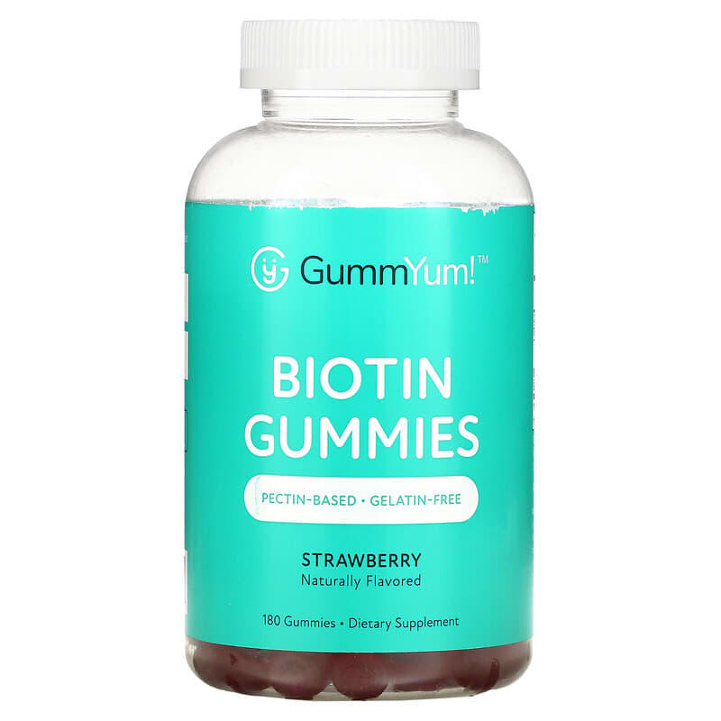 GummYum! Biotin Gummies Strawberry 2,500 mcg 180 Gummies 810012470841