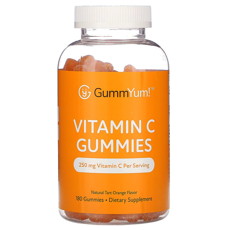 GummYum! Vitamin C Gummies Natural Tart Orange Flavor 125 mg 180 Gummies 810012470834