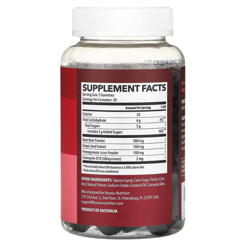 Havasu Nutrition, Beet Root Gummies, Mixed Berry, 60 Gummies 850008464645