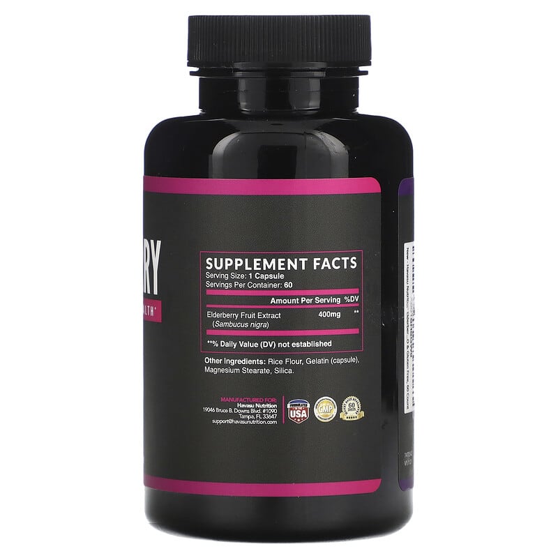 Havasu Nutrition, Elderberry, 60 Capsules 850008464102