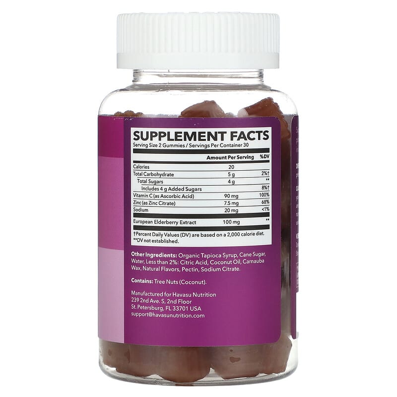 Havasu Nutrition, Elderberry Gummies, Natural Berry, 60 Gummies 850008464096