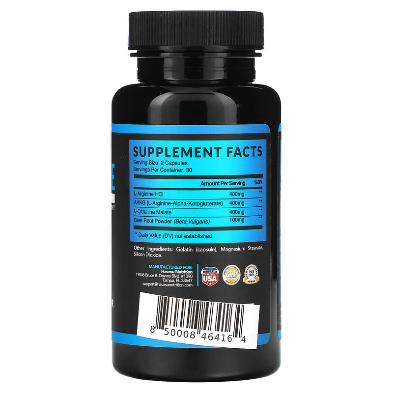 Havasu Nutrition, L-Arginine, Extra Strength, 60 Capsules 850008464164