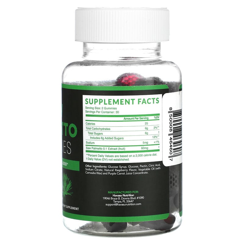 Havasu Nutrition, Saw Palmetto Gummies, Raspberry, 60 Gummies 850008464607