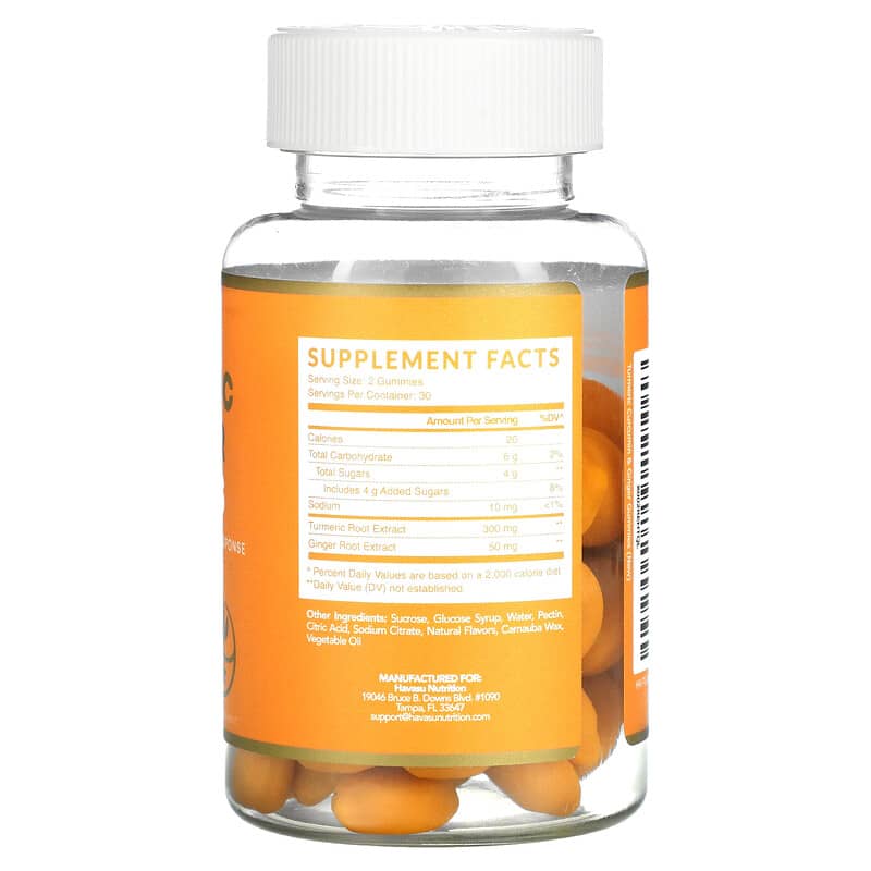 Havasu Nutrition, Turmeric & Ginger Gummies, Peach, 60 Gummies 850008464522