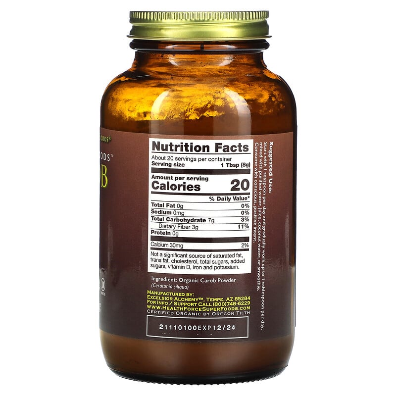 HealthForce Superfoods, Integrity Foods, Carob, 5.6 oz (160 g) 650786003506