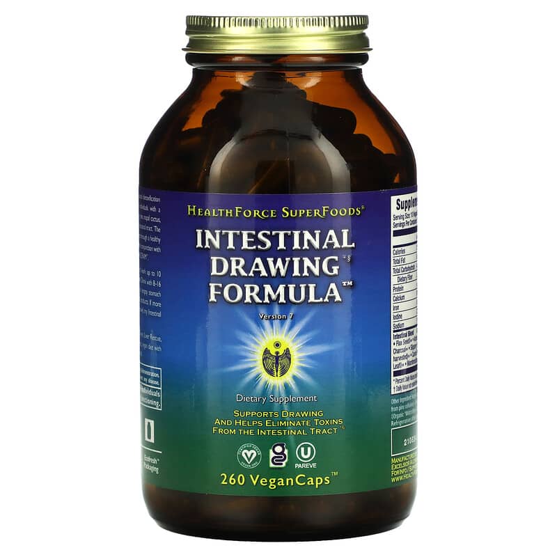 HealthForce Superfoods Intestinal Drawing Formula Version 7  260 Vegan Caps 650786000598