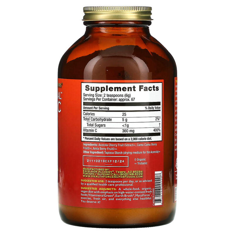 HealthForce Superfoods, Truly Natural Vitamin C, 14.1 oz (400 g) 650786000208