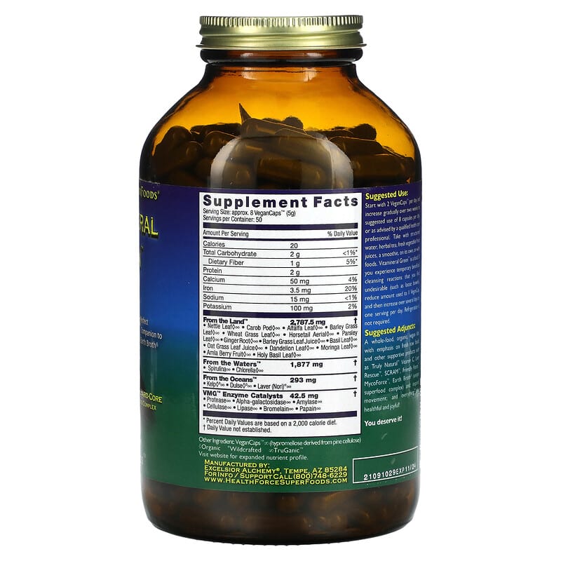 HealthForce Superfoods, Vitamineral Green, Version 5.6, 400 VeganCaps 650786000567