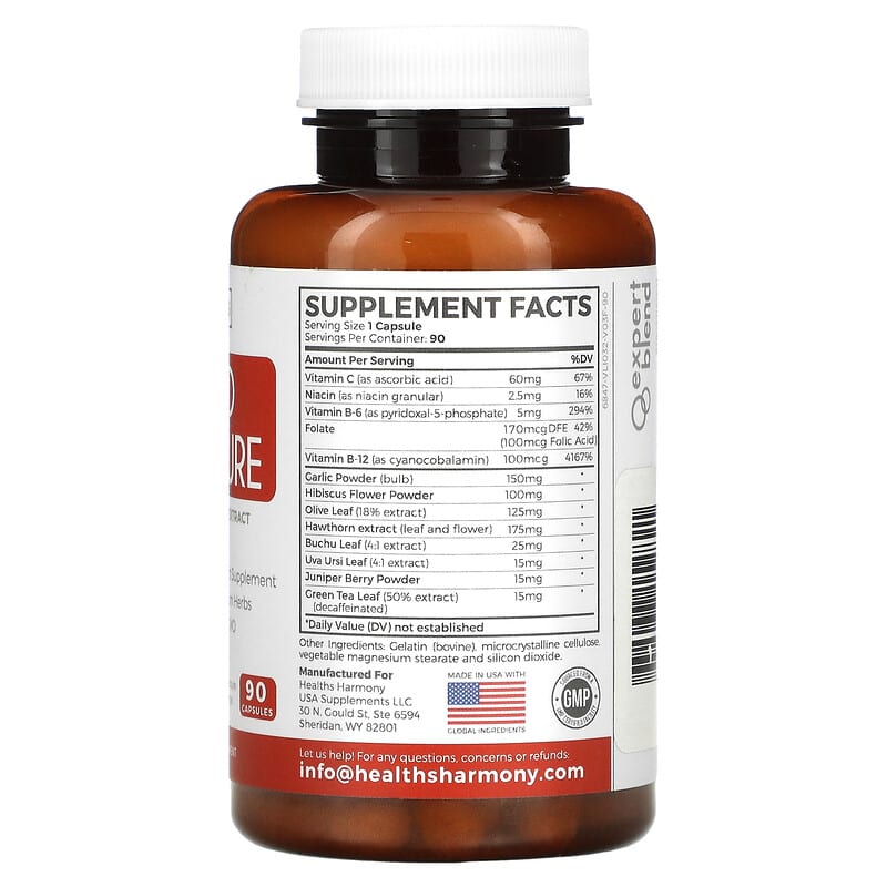 Healths Harmony, Blood Pressure with Hawthorn Extract, 90 Capsules 638037152821