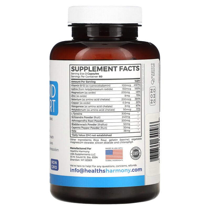 Healths Harmony, Thyroid Support, 120 Capsules 636790640586