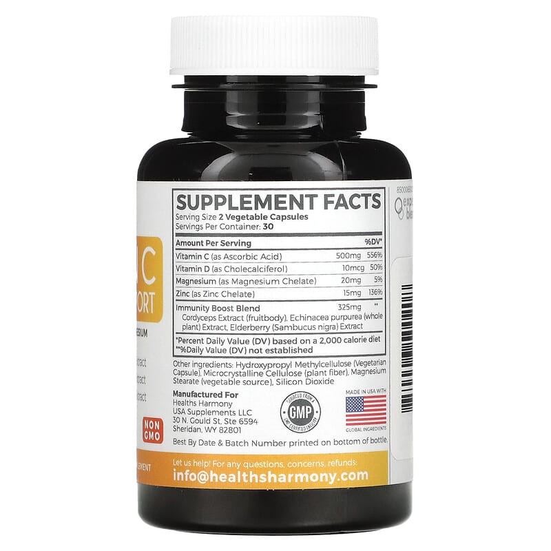 Healths Harmony, Vitamin C Immune Support, 60 Capsules 850006500208