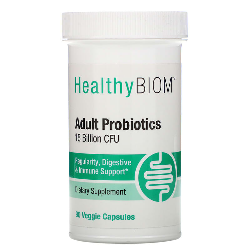 HealthyBiom Adult Probiotics 15 Billion CFU 90 Veggie Capsules 898220015825
