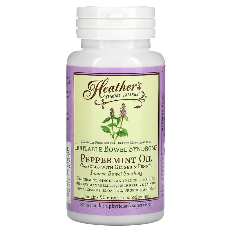 Heather's Tummy Care Peppermint Oil Irritable Bowel Syndrome 90 Enteric Coated Softgels 180616000035