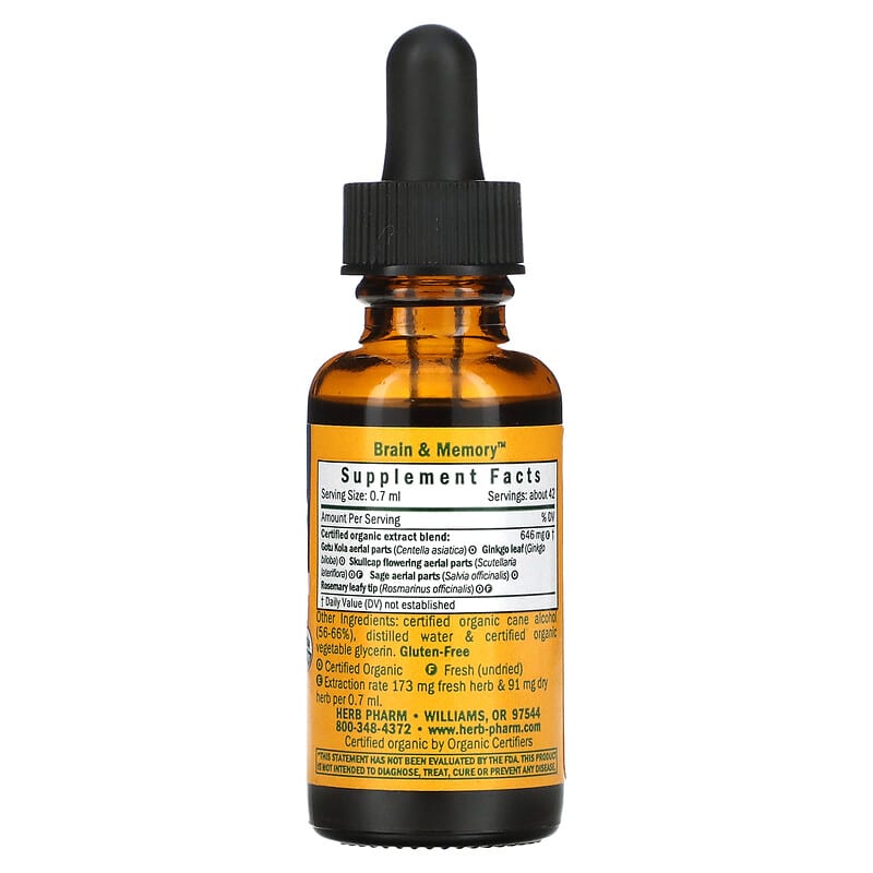 Herb Pharm, Brain & Memory, Nervous System, 1 fl oz (30 ml) 90900000194
