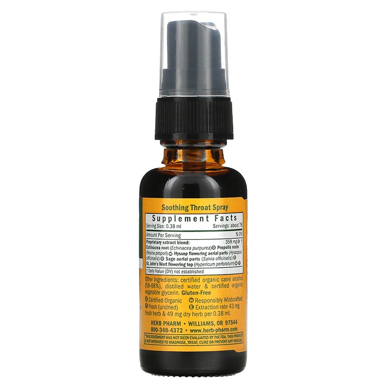Herb Pharm, Soothing Throat Spray, 1 fl oz (30 ml) 90900000491