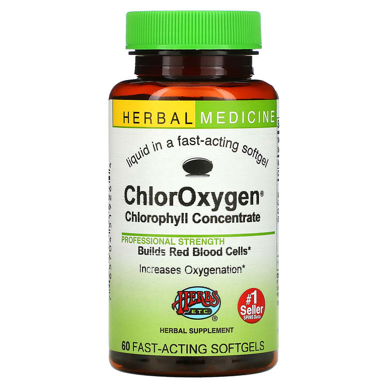Herbs Etc. ChlorOxygen Chlorophyll Concentrate 60 Fast-Acting Softgels 765704519264