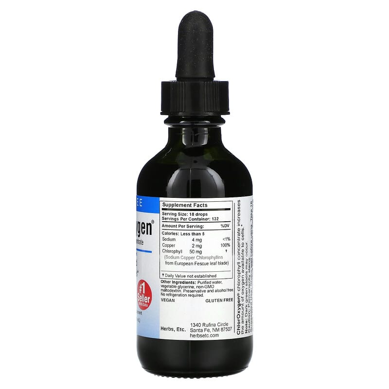 Herbs Etc., ChlorOxygen, Chlorophyll Concentrate, Alcohol Free, 2 fl oz (59 ml) 765704319024