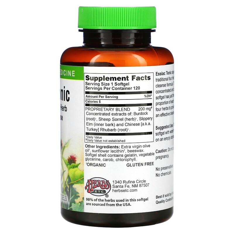 Herbs Etc., Essiac Tonic, 120 Fast-Acting Softgels 765704604717