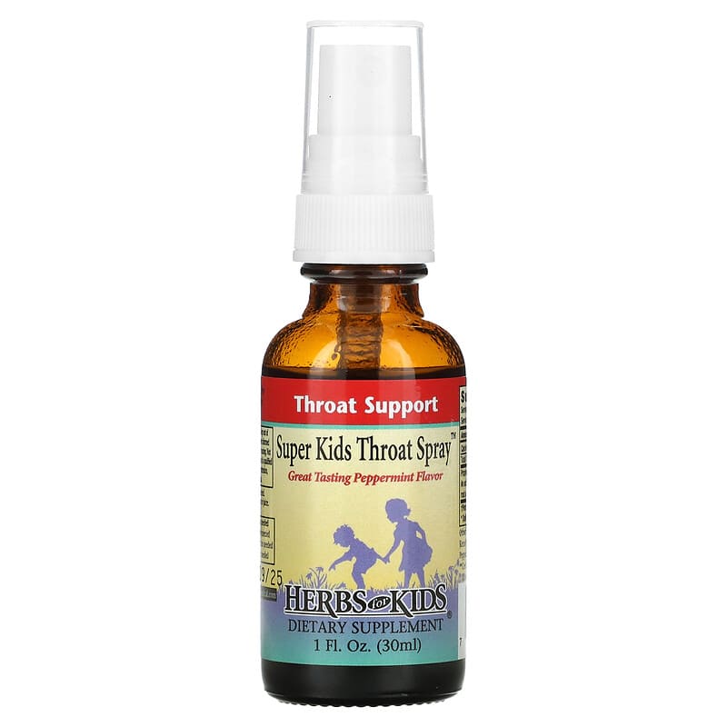 Herbs for Kids Super Kids Throat Spray Peppermint 1 fl oz (30 ml) 701619107110